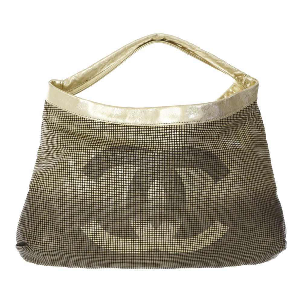 CHANEL one shoulder bag Coco mark x Black Lining Beige